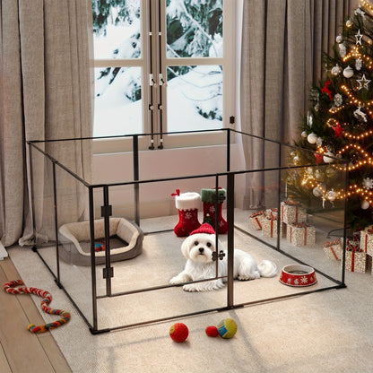 Hondenren – Puppyren – Huisdierenren – Dierenren – Kennel – Acryl Plexiglas – Aluminiumlegering – 122x122 cm – 77 cm Hoog – Opvouwbaar – Met Deur