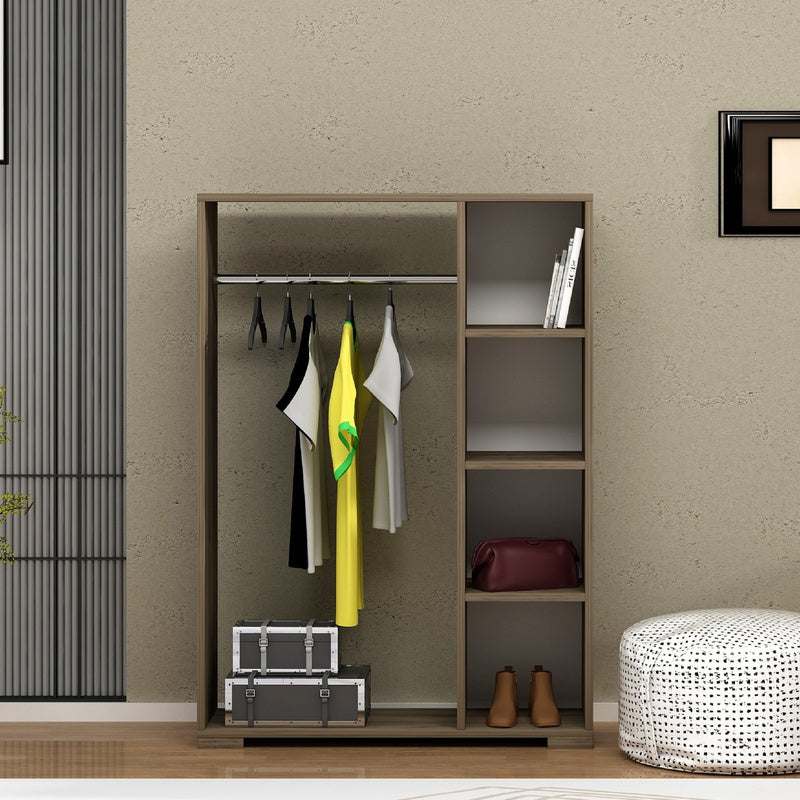 Kledingkast – Garderobekast – Kleerkast – Opbergkast – Dichte Kast – Antraciet – Compact 126x90x30 cm – Stevig Spaanplaat met Kledingstang
