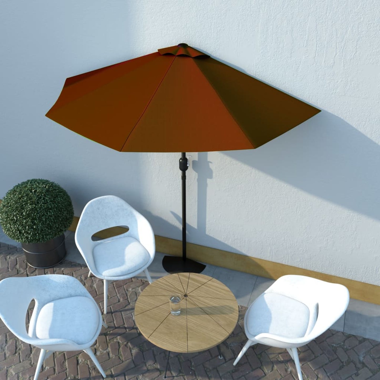 Balkonparasol – Tuinparasol – Stokparasol – Zonnescherm – Muurparasol – Grote Rechthoekige Parasol – Stevige Kunststof Paal – Waterafstotend & Eenvoudig Schoon Te Maken – 270x144x222 cm – Terracotta Rood/Bruin