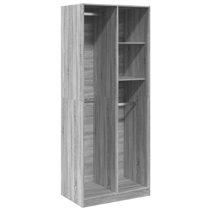 Kledingkast – Garderobekast – Kledingopberger – Dressoir – Opbergkast – Grijs Sonoma Eiken – Vrijstaand – Massief Hout – 80x50x200 cm