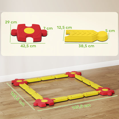Balansparcours Kind – Balansset – Evenwichtsbaan – Motoriekspel – Speelparcours – Geel/Rood – Duurzaam Kunststof – Flexibel Modular