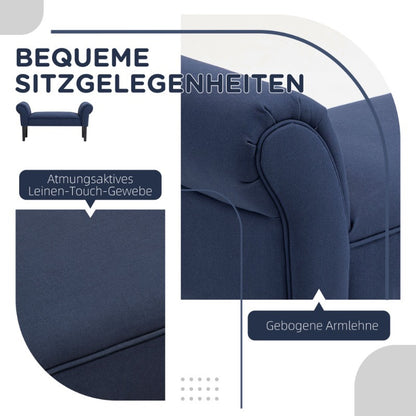 Opbergbank – Zitbank – Opbergkoffer – Poef – Bergbank – Blauw Sailcloth Stof – Stijlvol Comfortabel 102x36x51cm Max 130kg