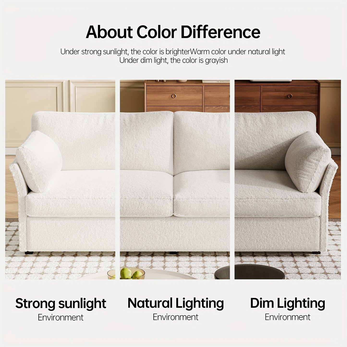 2-Zits bank – Tweezitsbank – Loveseat – Sofa – Tweepersoonsbank – Off-White Creamy Kleur – Oversized Comfortabel Zitvlak – Modern En Makkelijk Te Monteren