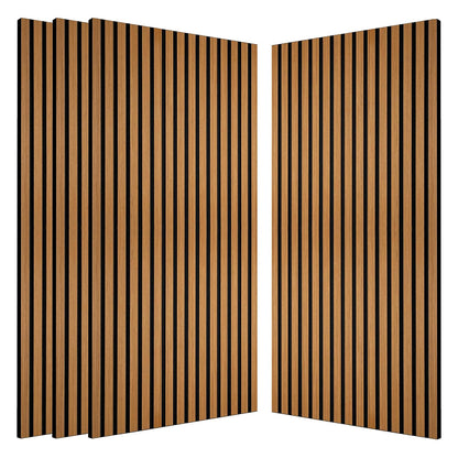4pcs EUNEWR Black Wood Wall Panels, 47, 5.08cm x 23, 157.48cm - Sound Absorbing, Diffusion Panels for Home Office & Cinema, PVC Material, 20kg/m²-25kg/m² Density, Easy Installation with Adhesive Strips, Soundproof Wall Pane