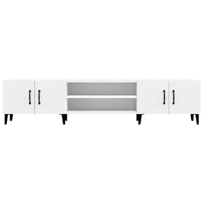 TV Cabinet White 180x31.5x40 cm Engineered Wood TV Stand Entertainment Center with Storage, Media Television Table for Living Room Bedroom