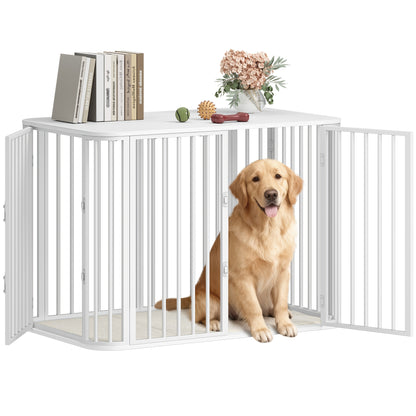 Hondenbench – Hondenkooi – Hondenhok – Hondenrek – Hondenkrat – Wit – Stevig Houten Frame – Afneembaar Wasbaar Kussen