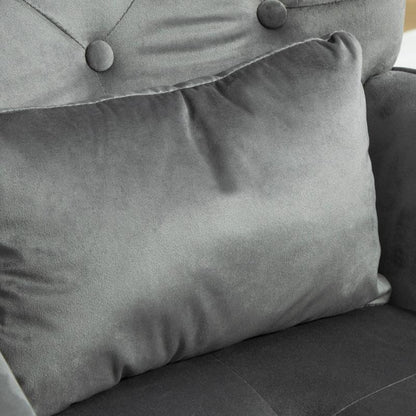 Donkergrijze fauteuil – velvet stoel – relaxstoel – leesstoel – loungestoel – inclusief voetenbankje – zacht fluweel – stevig houten frame – 66x96x101 cm – comfortabel kussen