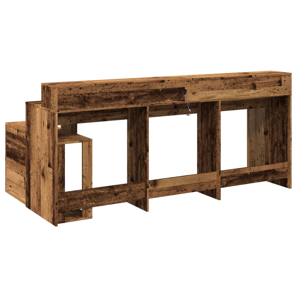 Laptoptablet – Bureau – Werkplek – Laptoptafel – Schrijftafel – Oud Hout – Verstelbare RGB LED-Verlichting