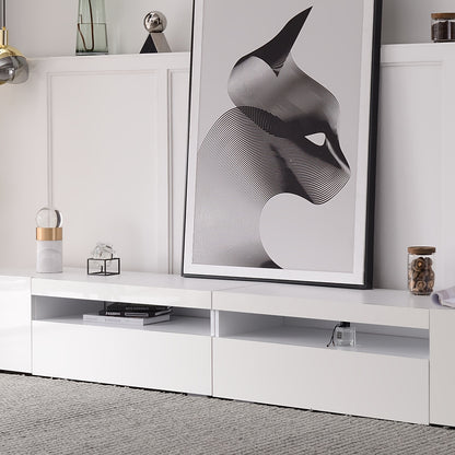 TV Meubel – TV Kast – TV Dressoir – Televisiekast – Mediameubel – Modern Design – Wit Glanzend Paneel 240 cm – MDF Houtfineer