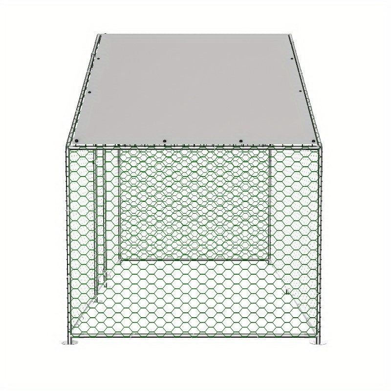 Buitenren Kip – Konijnenren – Dierenverblijf – Klein Dierenren – Metalen Buitenren – Waterdichte PE-afdekking – Veilig Slot – 3x1,5x2 m Durable Weather-Resistant Outdoor Shelter