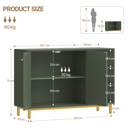 Badkamerkast – Badkamermeubel – Kolomkast – Opbergkast – Kast – Forest Green – 35x100x75 cm – Houtmateriaal – Verstelbare Plank