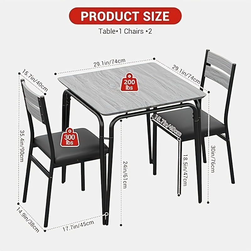 3-delige Eetkamerset – Eettafelset – Eetgroep – Keukentafelset – Eethoekset – Compact Ruimtebesparend Ontwerp – Duurzaam Houten Tafelblad