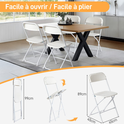Klapstoel – Vouwstoel – Opvouwbare Stoel – Eettafelstoel – Set Van 8 – Duurzaam Kunststof – Compact Opvouwbaar Design