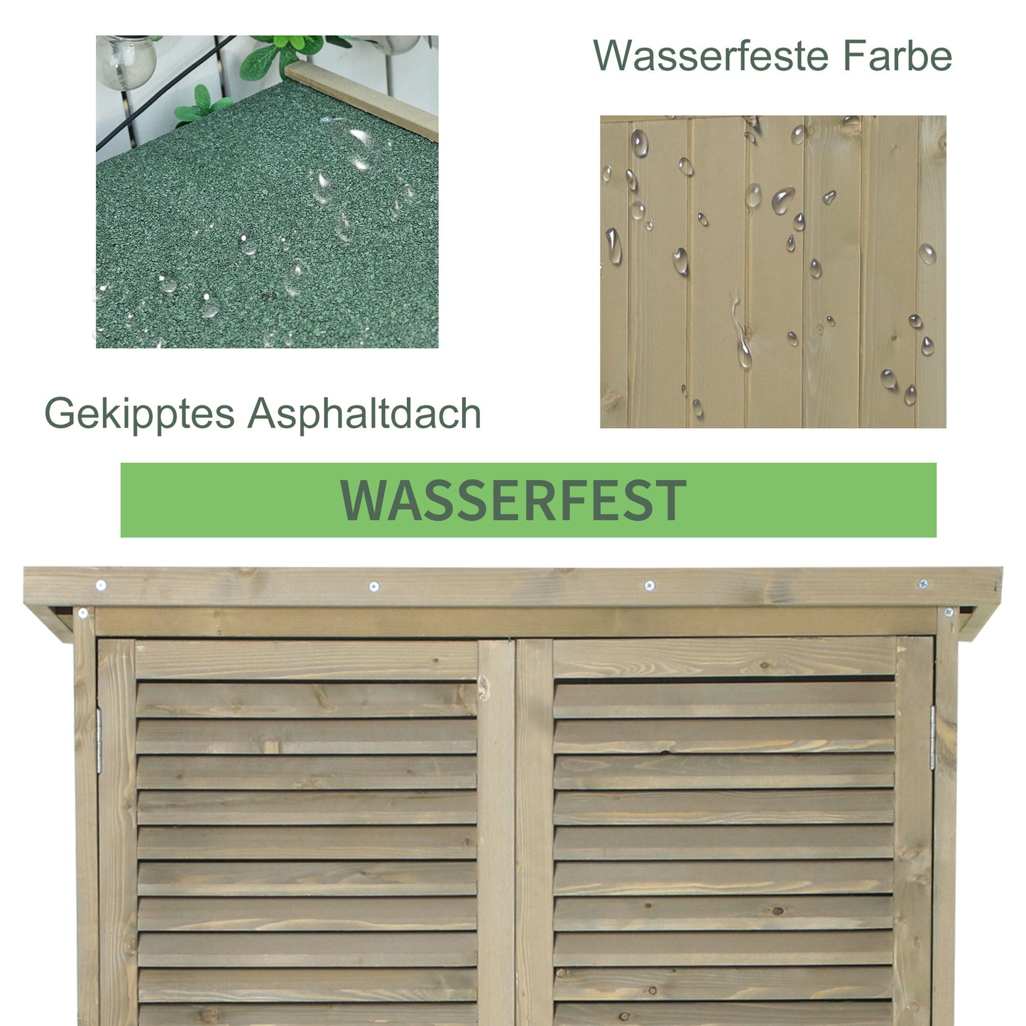 Tuinhuisje – Tuinschuur – Gereedschapsschuur – Buitenberging – Tuinkast – Houten Tuinhuisje – Asfalt Dak – Ventilerende Dubbele Deuren