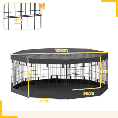 Hondenpark – Hondenren – Puppyren – Hondenvanghek – Speelren – Inklapbaar – Metale Panelen – Waterdichte Bodem – UV-Bescherming – Zwarte Kleur