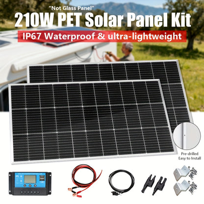 200W Zonnepanelen Kit – Zonnepaneel Set – Solar Panel – Zonne-energie Systeem – Zonnepaneel Off-Grid – Monokristallijn – IP67 Waterdicht – 20A PWM Laadregelaar