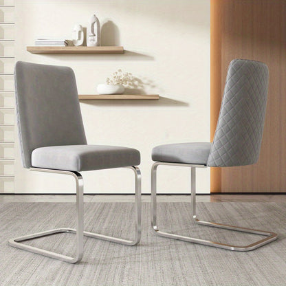 Fluwelen Fauteuil – Velvet Stoel – Zetel – Lounge Stoel – Relaxstoel – Set Van 4 – Grijs Met Zilveren Metalen Poten – Comfortabele Zitting – Luxe Fluwelen Bekleding