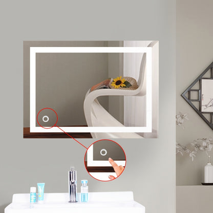 Badkamerspiegel – Wandspiegel – Spiegel – Badkamerwandspiegel – Verlichte Spiegel – 50x70 cm – Zwart Frame – Koel Wit LED 6500K