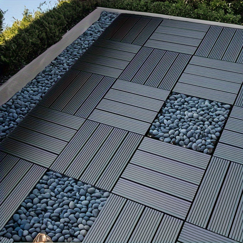 Interlocking Terrastegels – Vloertegels – Patio Tegels – Balkon Tegels – Pool Tegels – PP Materiaal – Waterbestendig – 54 Stuks Grijs-B