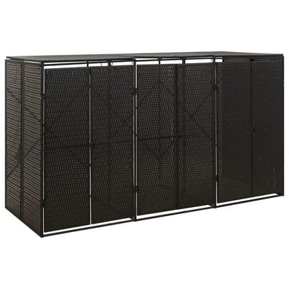 Afvalbak Buiten – Vuilnisbak Tuin – Afvalcontainer Recycling – Prullenbak Buiten – Grote Afvalbak 3 Compartimenten – Weerbestendig PE-Rattan – Afmeting 207x80x117 cm