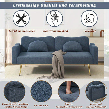 Slaapbank – Sofa Bed – Bedbank – Logeerbed – Zetelbed – 2-Persoons – Verstelbare Rugleuning – Met Gouden Metalen Poten
