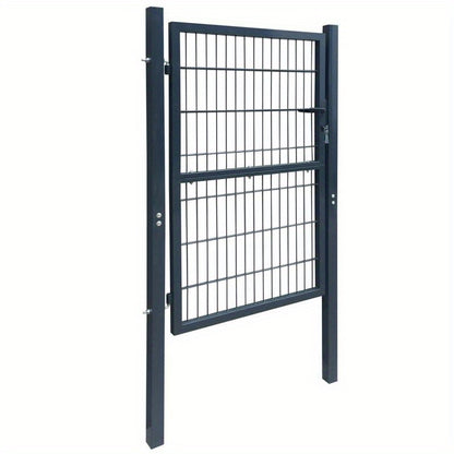 Stalen Poort – Tuinpoort – Terraspoort – Buitenpoort – Beveiligingshek – Weerbestendig Ontwerp – 104x244 cm – Vergrendelbaar Slot