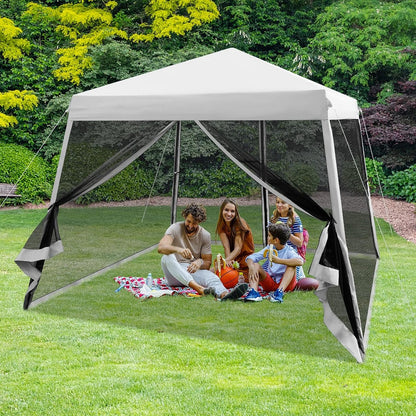 3x3 m Pop-up Tuinpaviljoen – Tuin Tent – Partytent – Overkapping – Pagodetent – Verstelbare Hoogte – Slijtvast Oxford Materiaal – Inklapbaar Met Ventilerende Gaaspanelen