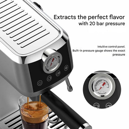 Espressomachine – Koffiezetapparaat – Cappuccinomachines – Melkopschuimer – Barista Machine – 20 Bar Pomp – 1350W Snel Opwarmen