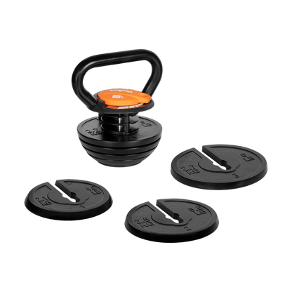 Verstelbare Kettlebell – Gewichtsketel – Halter – Gewichtszak – Krachttraining – Gietijzer Materiaal – Antislip Basis – 3,5 tot 18 kg Gewicht