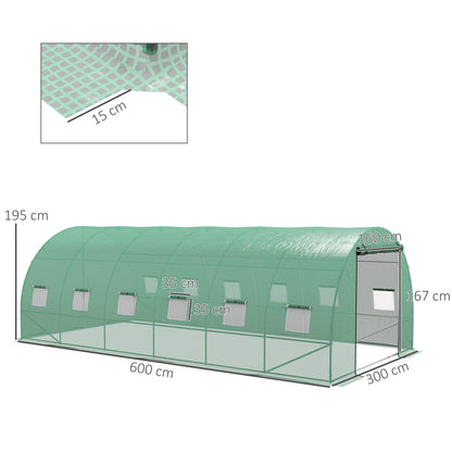 Tuintunnelserre – Kas – Kweekkas – Groentekas – Serre Voor Tuin – Groen – 18 m² – Thermo Gelakt Stalen Frame – Geïntegreerd Irrigatiesysteem