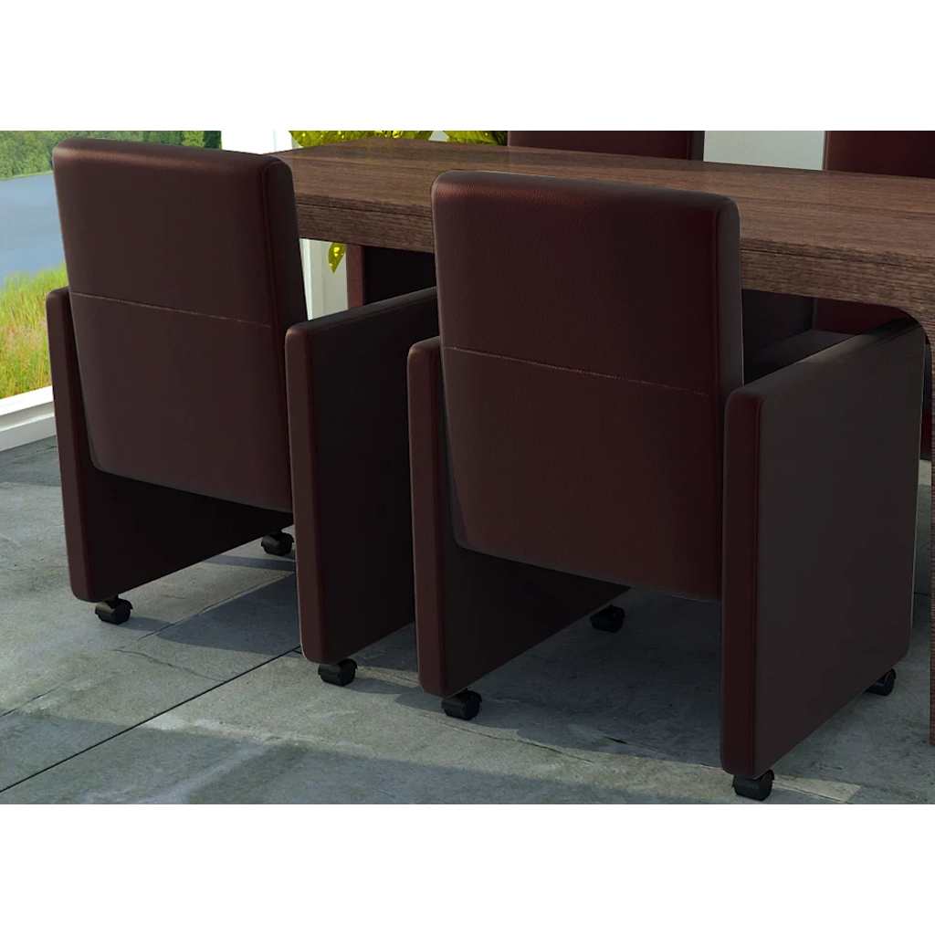Eetkamerstoel – Stoel – Kuipstoel – Draaistoel – Armstoel – Kunstleer – Met Wieltjes – Ergonomisch Comfort – Bruin