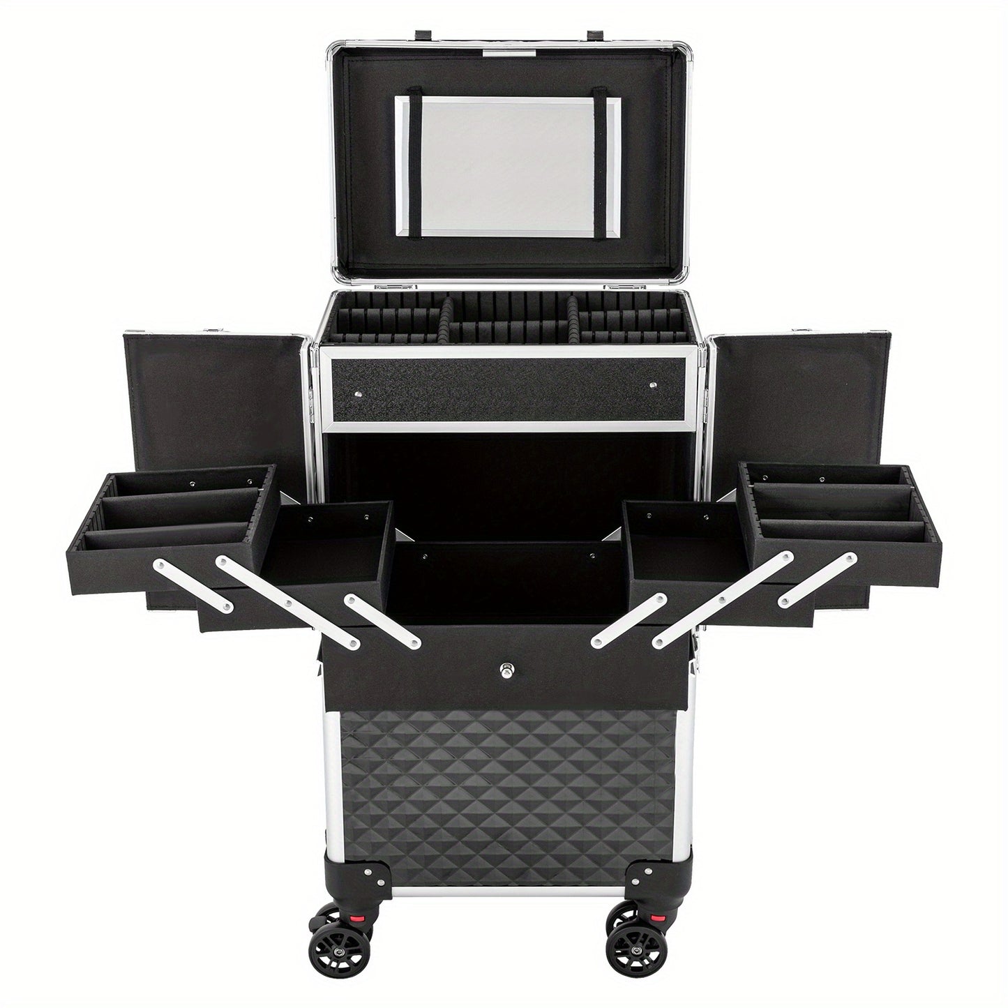 Make-upkoffer – Make-up Trolley – Make-up Organizer – Cosmetica Koffer – Make-up Case – Ruime Indeling Met Uitneembare Trays – Stevig ABS Materiaal Met Verstelbare Trolleystang