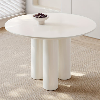 Ronde Eettafel – Eettafel Rond – Keukentafel – Tafel Voor 4 Personen – Ronde Tafel 117 cm Wit – Stevige Driepoot – Eenvoudige Montage