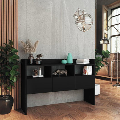 Modern Black Sideboard with Lockable Doors & Fire-Resistant Panels - Large -to-Ceiling (105x30x70cm) - Minimalist Black Wood Furniture for, Dining Room, Entryway - Easy Assembly