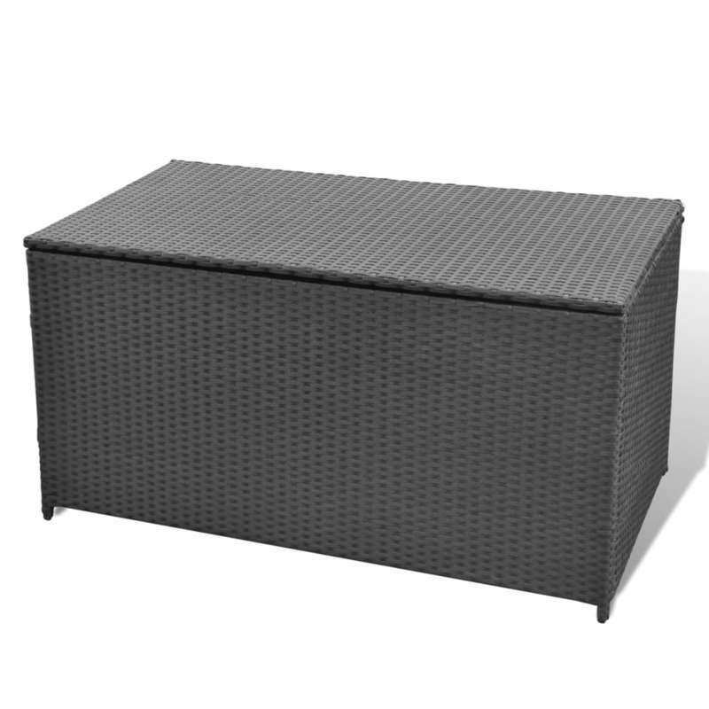 Opbergbox Tuin – Tuinkussenbox – Tuinkist – Tuinopbergkast – Tuinbox – Gevlochten Rattan – Zwart – 120x50x60 cm – Duurzaam & Veelzijdig