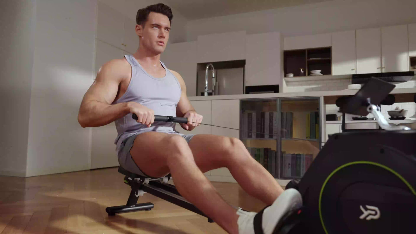 Roeitrainer – Roeimachine – Fitnessapparaat – Fitnessroeier – Magnetische Rower – 16 Weerstandsniveaus – Compact Met Wieltjes