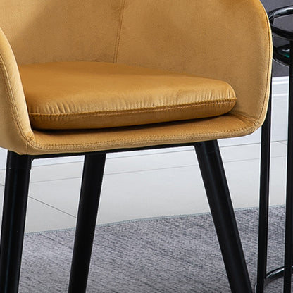 Eetkamerstoel – Kuipstoel – Stoel – Draaistoel – Set van 2 – Okergeel Fluweel – Zwart Houten Onderstel – Ergonomisch Design