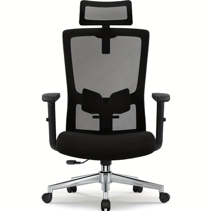 Ergonomische Bureaustoel – Bureaustoel – Kantoorstoel – Werkstoel – Draaistoel – Verstelbare Hoofdsteun – Memory Foam Zitting – Roestvrij Stalen Frame