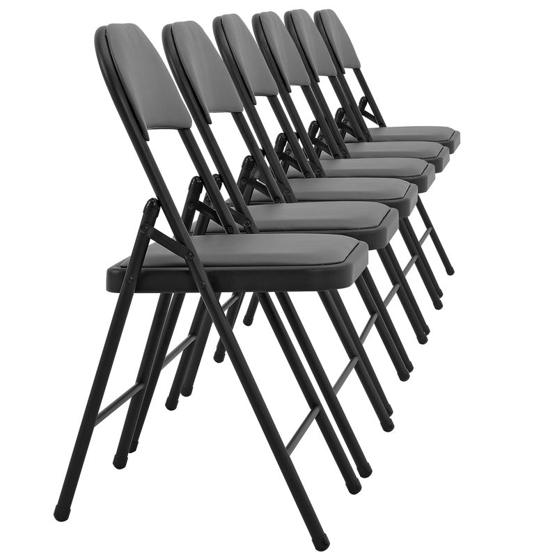 Klapstoel – Vergaderstoel – Vouwstoel – Bureaustoel – Stapelstoel – Set Van 6 Grijs – Ergonomisch Comfort – Onderhoudsvriendelijk Kunstleer