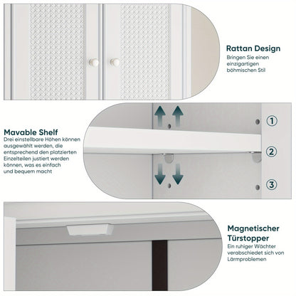 Badkamerkast – Wandkast – Opbergkast – Kolomkast – Waskamerschap – Wit – Verstelbare Planken – Hout – Ruimtebesparend Klassiek Design