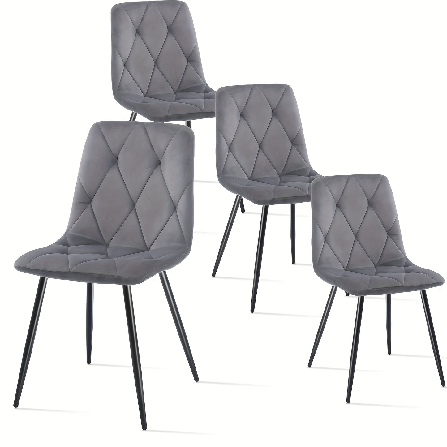 Eetkamerstoelen – Stoelen – Kuipstoelen – Keukenstoelen – Woonkamerstoelen – Fluwelen Bekleding – Stevige Metalen Poten – Hoge Rugleuning – Set van 4 – 84x44x38 cm
