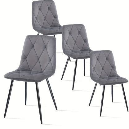 Eetkamerstoelen – Stoelen – Kuipstoelen – Keukenstoelen – Woonkamerstoelen – Fluwelen Bekleding – Stevige Metalen Poten – Hoge Rugleuning – Set van 4 – 84x44x38 cm