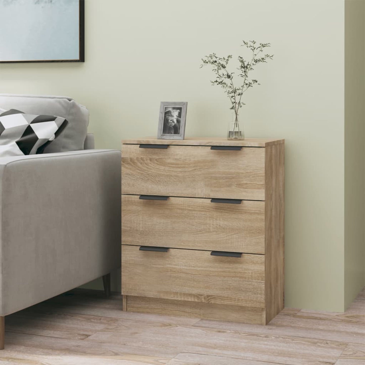 Dressoir – Kast – Sideboard – Opbergmeubel – Commodes – Houtlook Sonoma Oak – 3 Laden – Zonder Elektriciteit