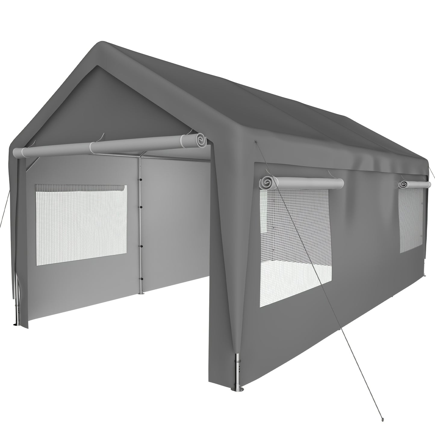 Carport – Overkapping – Garage Tent – Opslagtent – Bescherming – 3x6 Meter – Koudetolerant Materiaal – Oprolbare Ramen