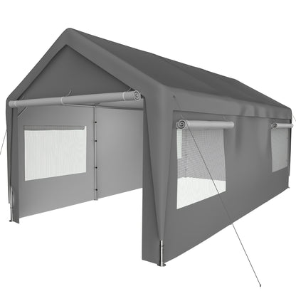 Carport – Overkapping – Garage Tent – Opslagtent – Bescherming – 3x6 Meter – Koudetolerant Materiaal – Oprolbare Ramen