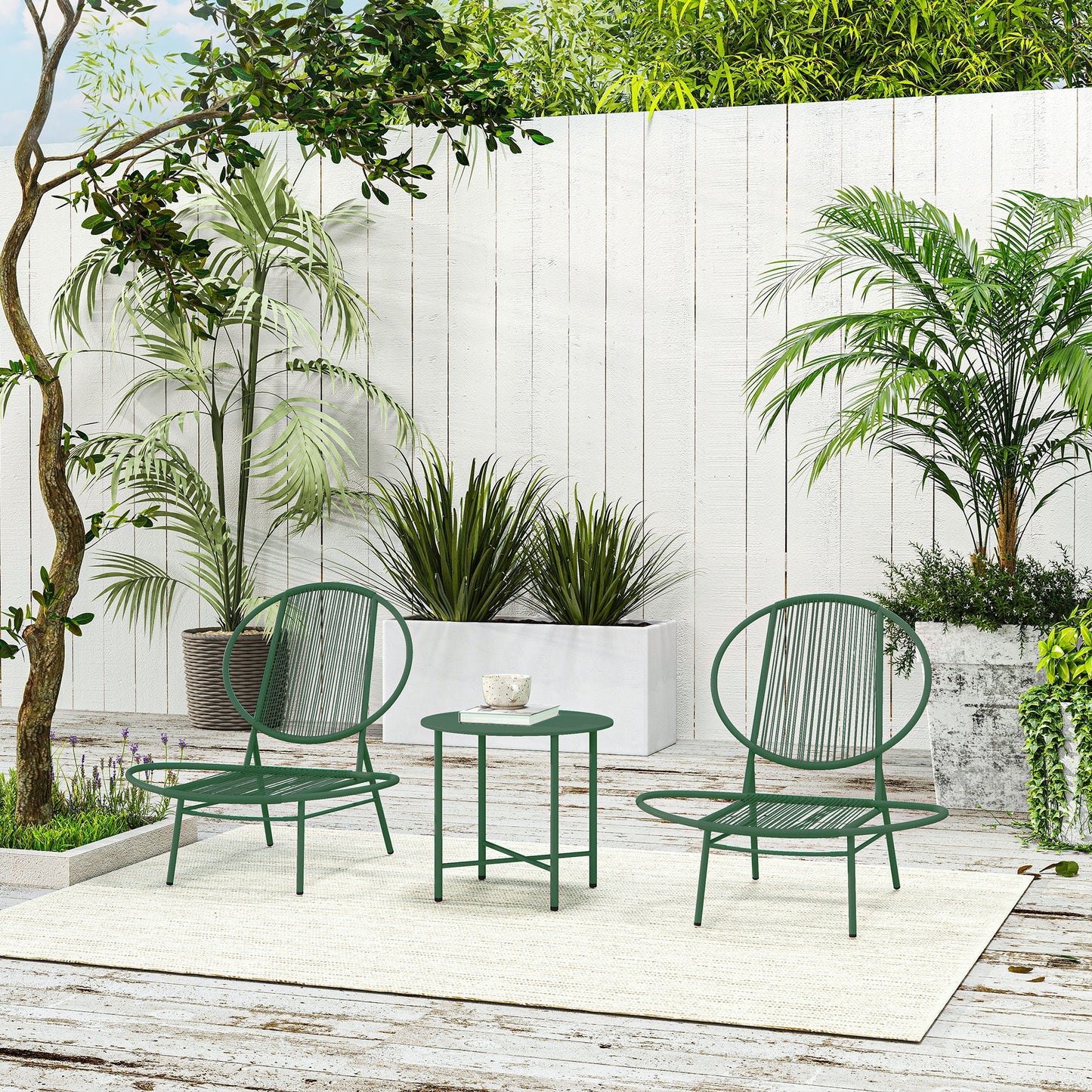 Loungeset – Tuinset – Balkonmeubels – Bistro Set – Loungeset Buiten – 3-delig – Weerbestendig Staal – Compact Design