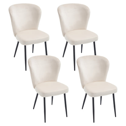 Eetkamerstoelen – Stoelen Set – Keukenstoelen – Woonkamerstoelen – Velours Stoelen – 4-delige Set Beige – Moderne Armless Design – Makkelijk Schoon te Maken