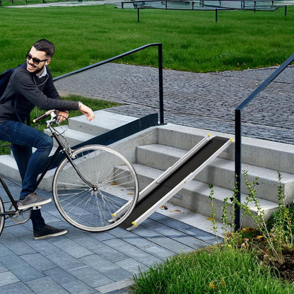 Wheelchair Ramp Telescopic Ramps Telescopic Rail Door Threshold Aluminum Threshold Ramp Wheelchair Ramp Door Threshold Ramp Load Capacity 300 Kg, Silver