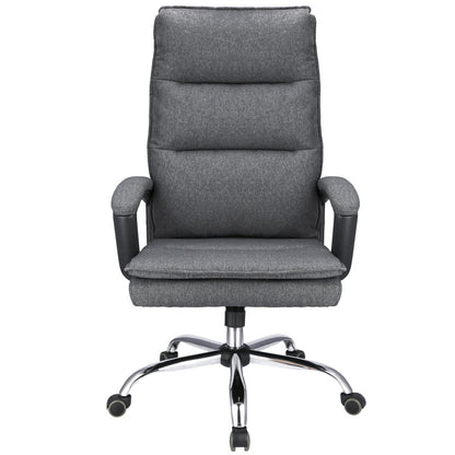 Bureaustoel – Bureaustoel Met Wielen – Kantoorstoel – Werkstoel – Stoel Met Stoffen Bekleding – Ergonomisch Comfort – Verstelbare Hoogte 43-49 cm - Donkergrjs