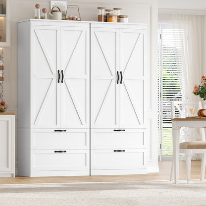Hoge Kast – Opbergkast – Keukenkast – Boekenkast – Dressoir – Wit – 178,5 cm Hoog – Verstelbare Planken – Duurzaam Hout